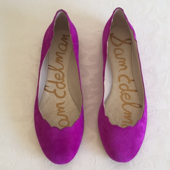 Sam Edelman scallop Augusta Fuchsia flats - Picture 4 of 12